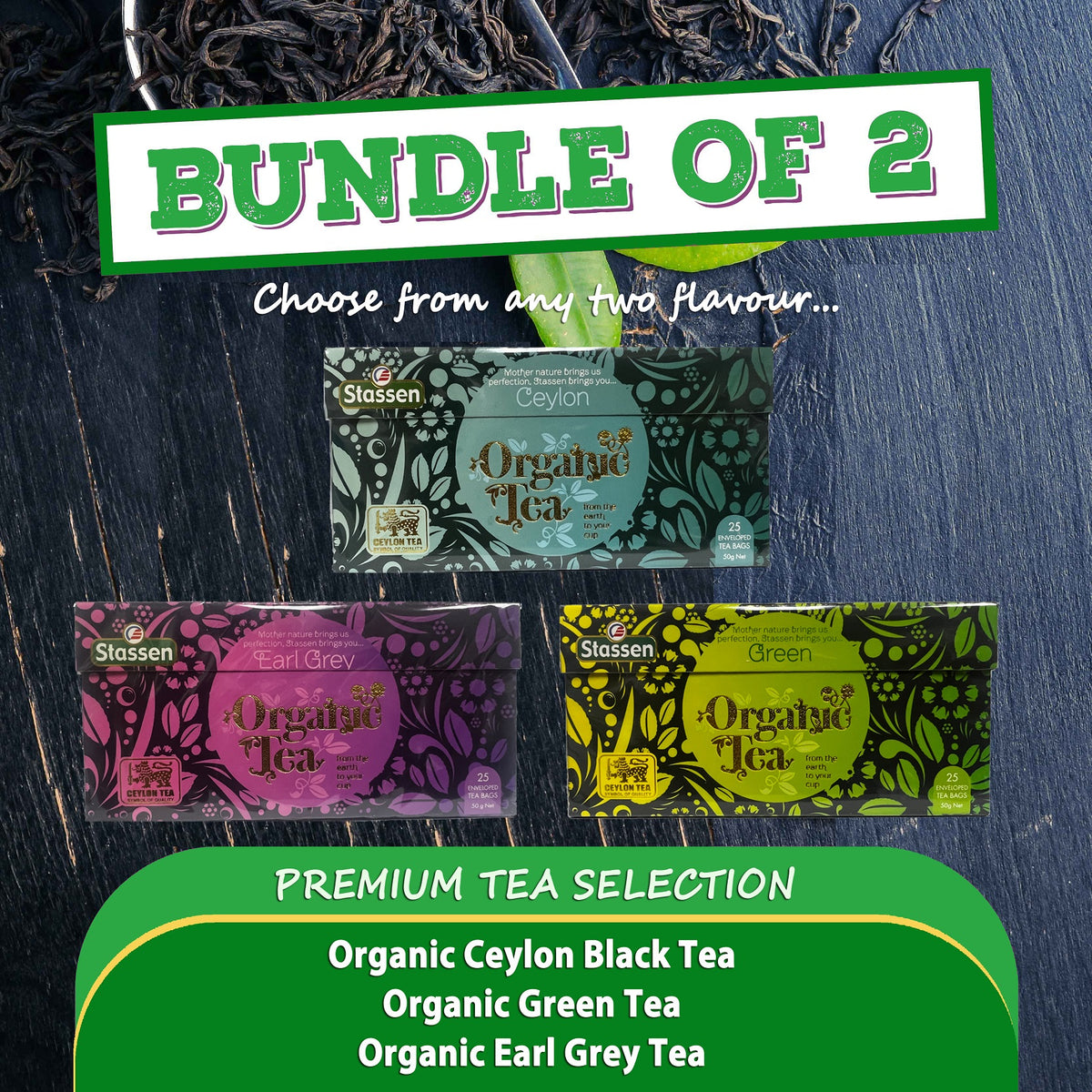 [Bundle of 2] Stassen Premium Organic Tea 2 box x 50gm (25 sachet/box)  ^USDA Organic