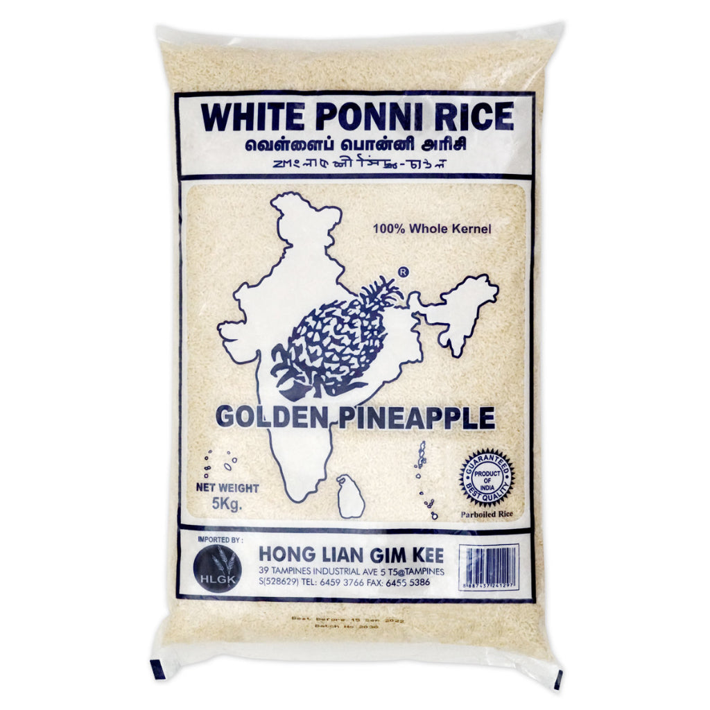 (1 + 1) Bundle - Golden Pineapple India Ponni Rice 5kg (Vacuum Pack) x 2 ^Karnataka ^Parboiled