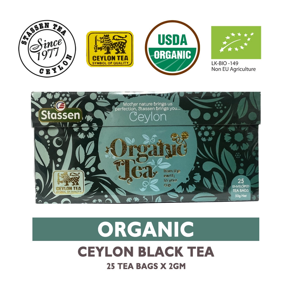 Stassen Organic Black Tea - 25 Bags x 2GM ^USDA Organic Certified ^Pure Ceylon Tea