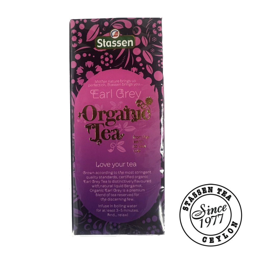 Stassen Organic Earl Grey Tea - 25 Bags x 2GM ^USDA Organic Certified ^Pure Earl Grey Tea