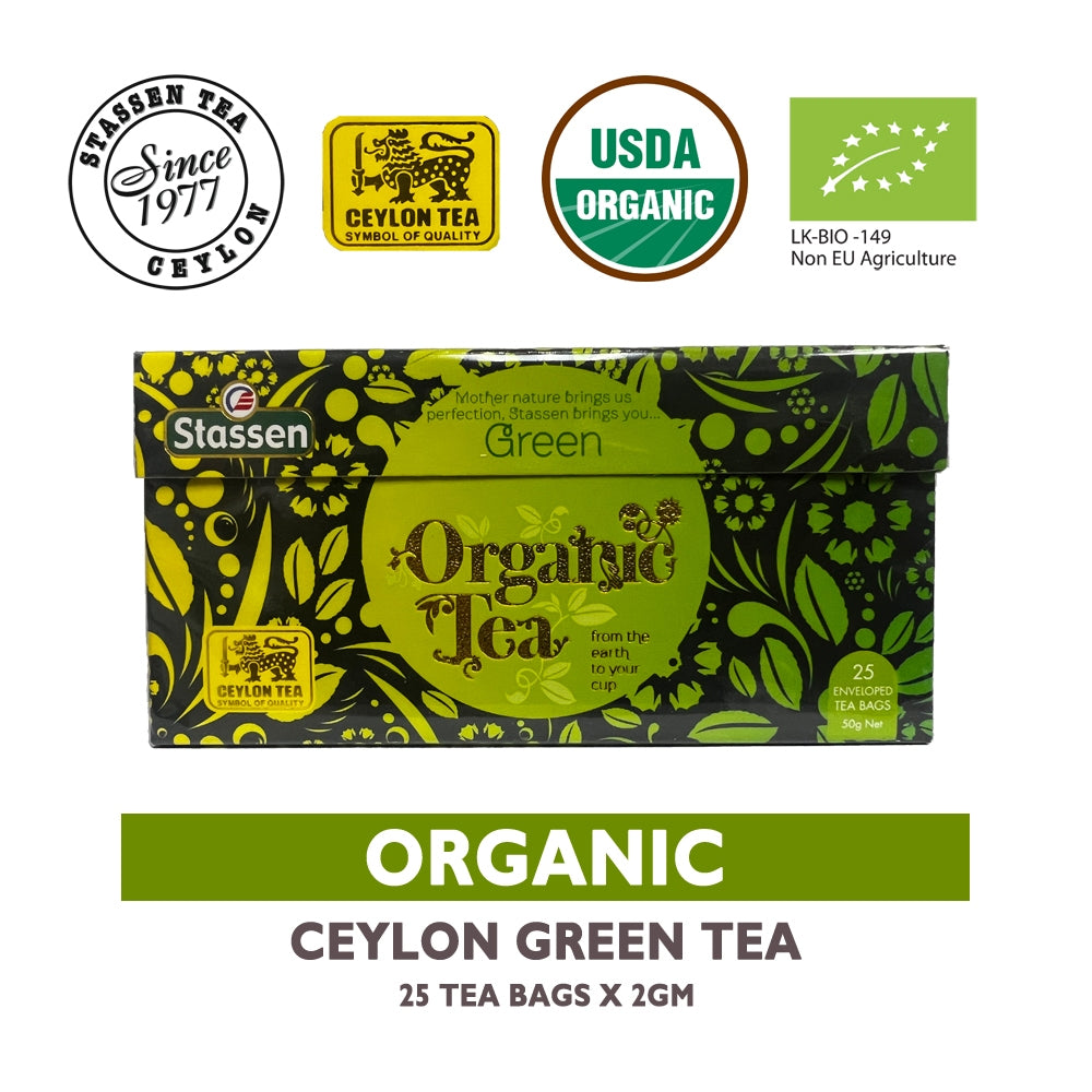 Stassen Organic Green Tea - 25 Bags x 2gm ^USDA Organic Certified ^Pure Green Tea