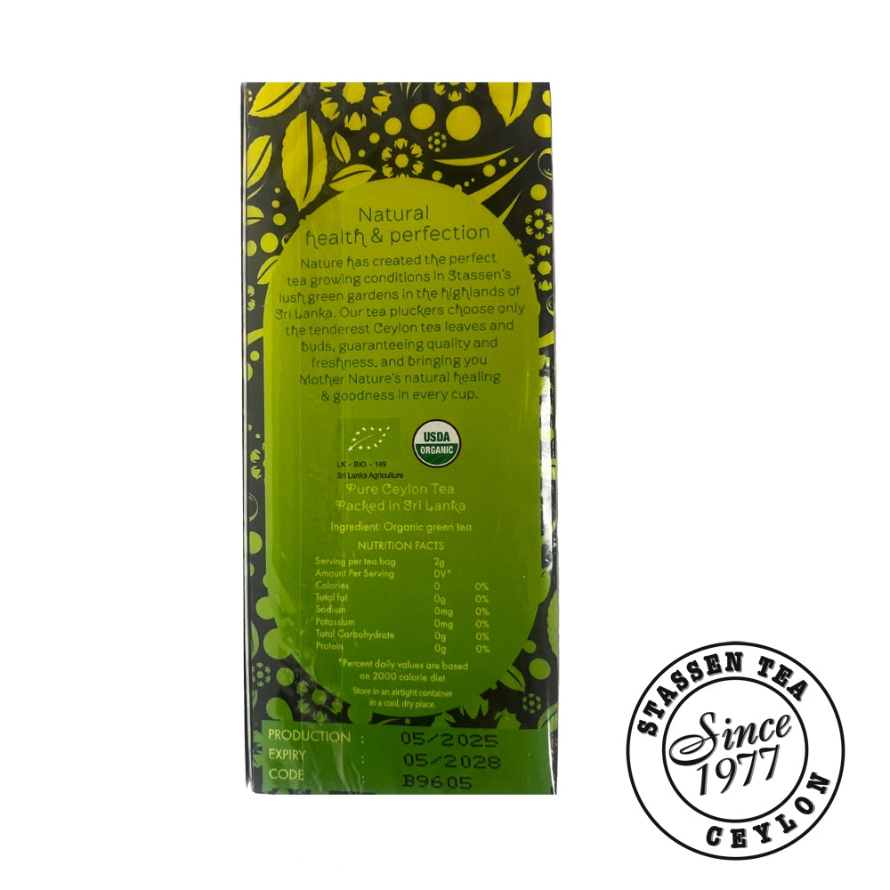 Stassen Organic Green Tea - 25 Bags x 2gm ^USDA Organic Certified ^Pure Green Tea