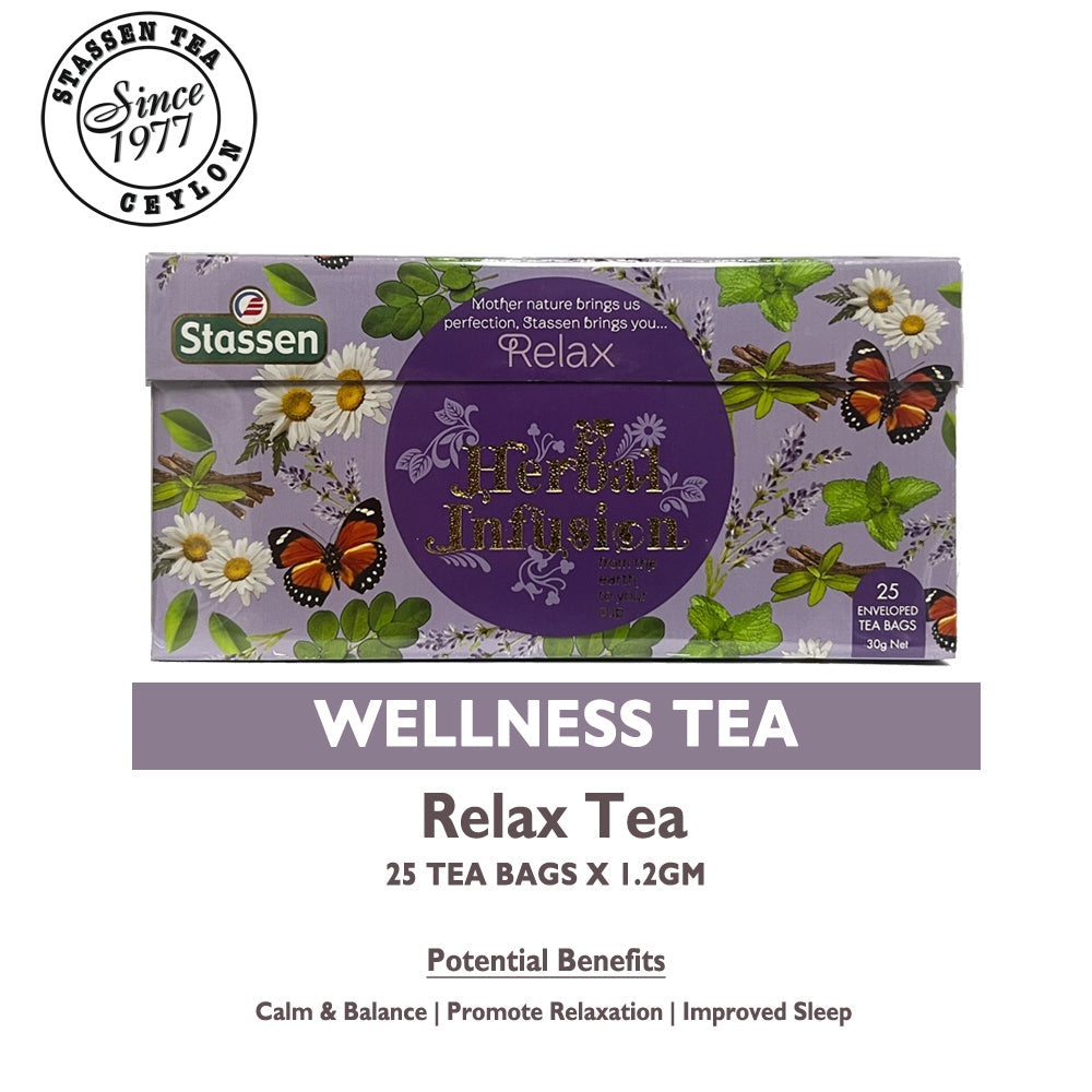 Stassen Relax Tea - 25 Tea Bags x 1.2GM ^ Herbal Infusion ^ Wellness Tea ^Promote Calm & Balance