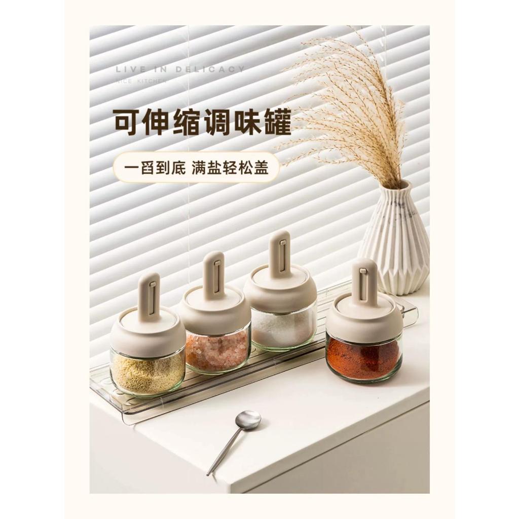 Condiment Storage Container for Spices / Salt / Sugar with Adjustable 2gm Scoop + Oil Bottle