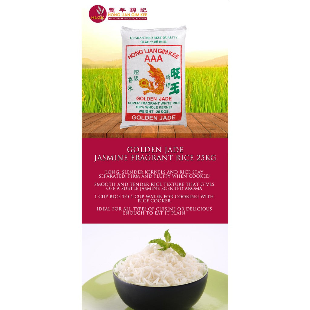 Golden Jade Jasmine Fragrant Rice 25Kg