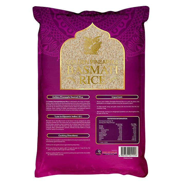 Golden Pineapple Indian 1121 Basmati Rice (Low GI) 2.5kg (Halal) (Vacuum Pack***)
