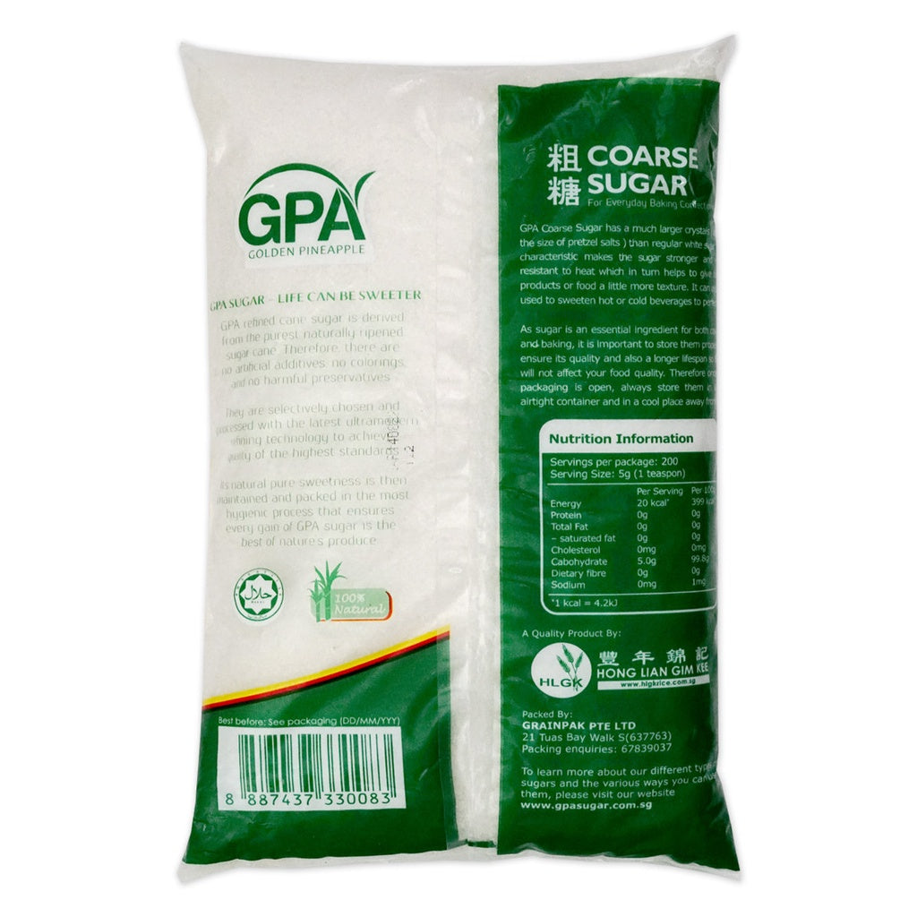 GPA Coarse Sugar 1kg  - 100% Natural Coarse Cane Sugar