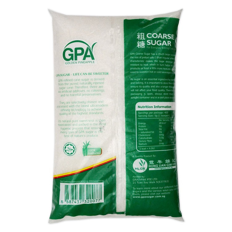 GPA Coarse Sugar 2kg  - 100% Natural Coarse Cane Sugar