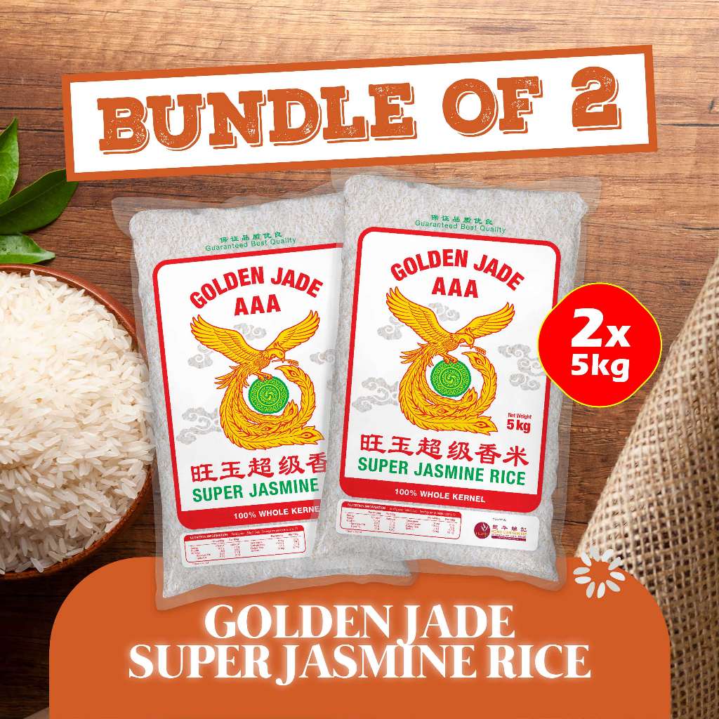 (Bundle of 2) - Golden Jade Super Jasmine Fragrant Rice 5kg x 2 (Vacuum Packed)