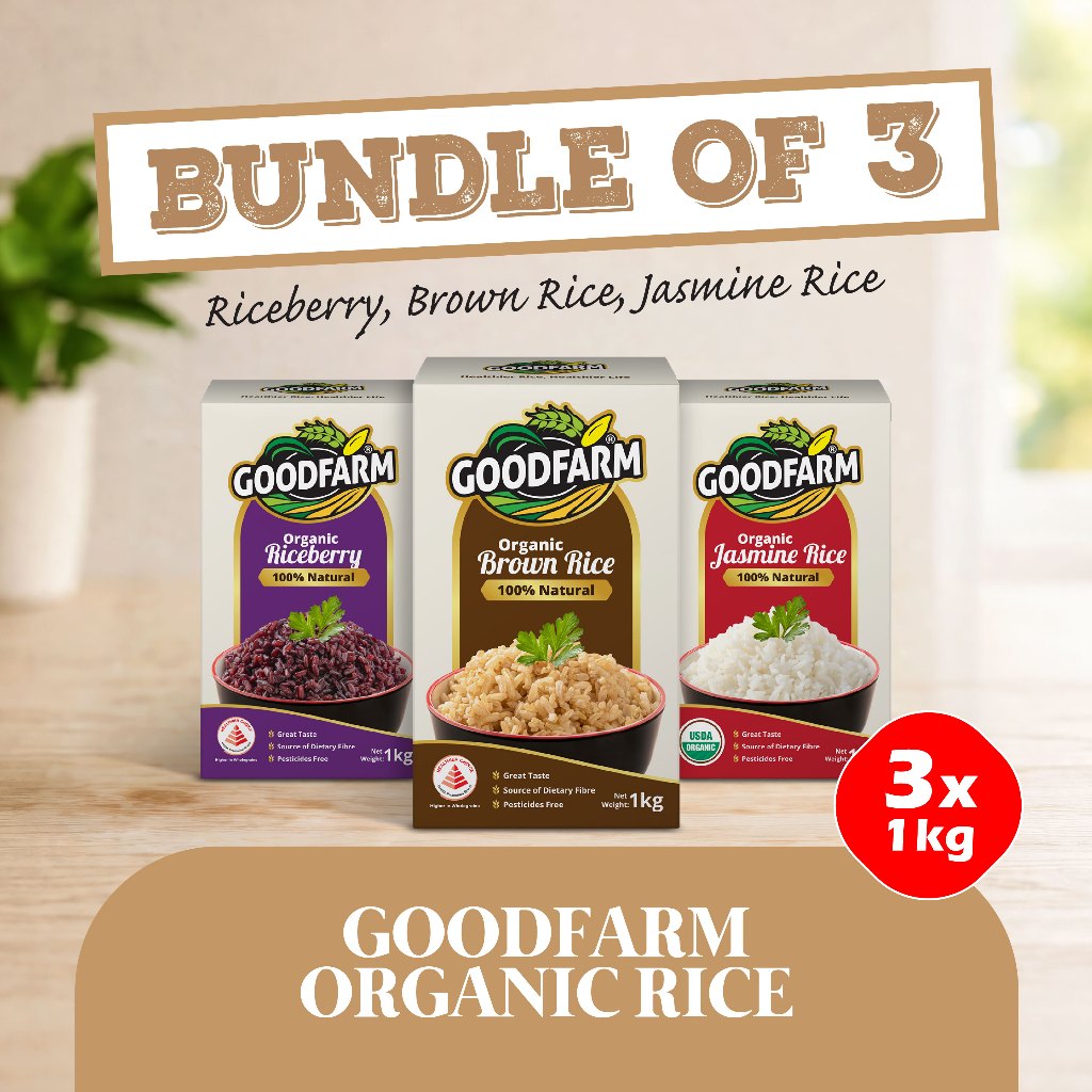 [Bundle of 3] GoodFarm Organic Rice 1kg Promotion Set (Vacuum Packed) Safe. Healthy. Safety.