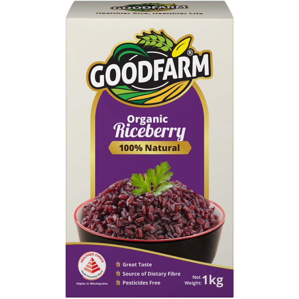 GoodFarm Organic Riceberry Rice 1kg (Vacuum Packed) ^Healthier Choice Logo ^Black Rice