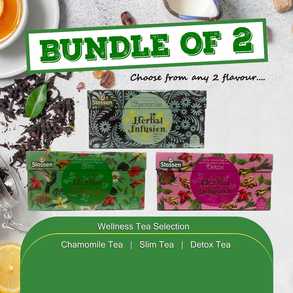 [Bundle of 2] Stassen Premium Wellness Tea x 2 Box (25 sachet/box)-3 flavor *Chamomile, Slim, Detox*